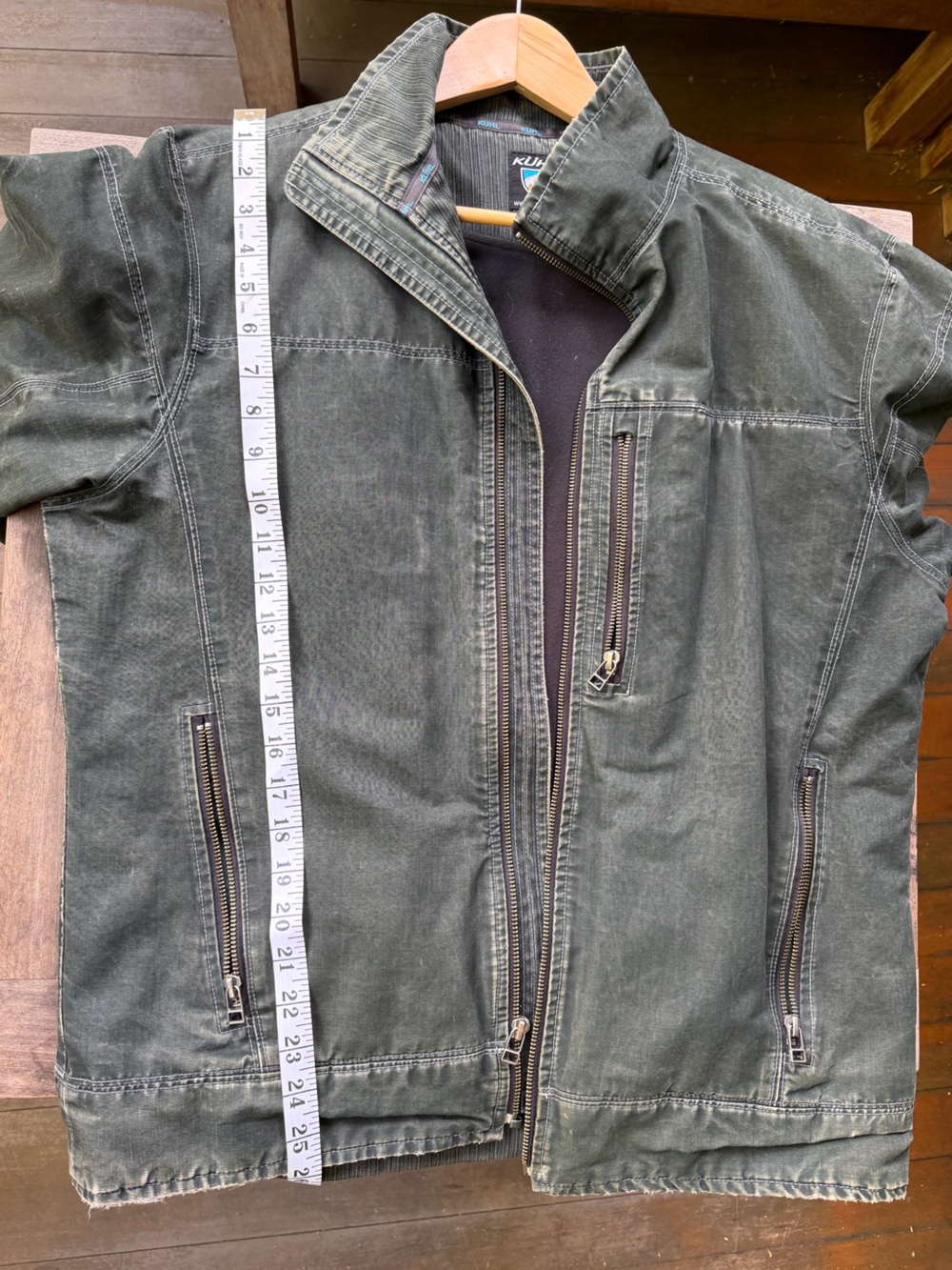 Men's Kuhl Green Zip-Up Distressed Canvas Jacket, size M - Picture 4 of 5